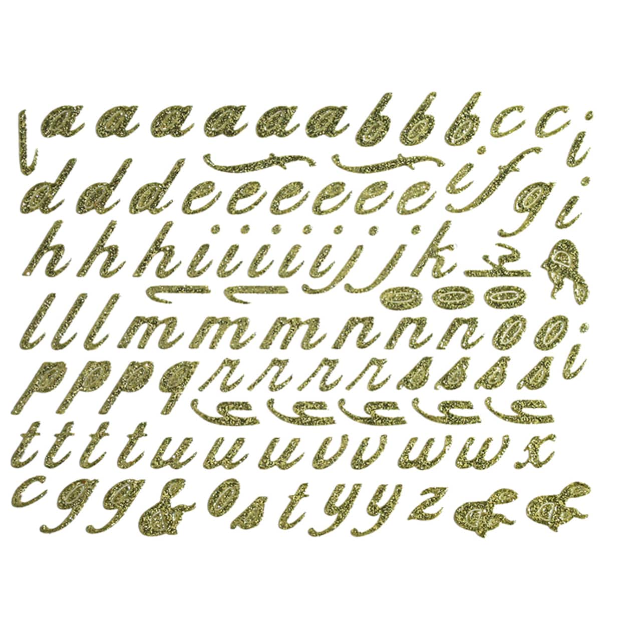 JAM Paper Lowercase Letters Gold Script Floral Adhesive